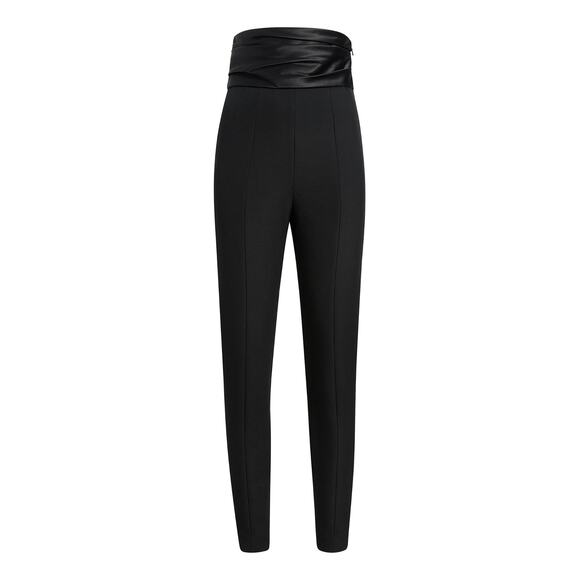 KHAITE Lenro Ruched Highrise Satincrepe Pants - Us 4 Black - Picture 1 of 4